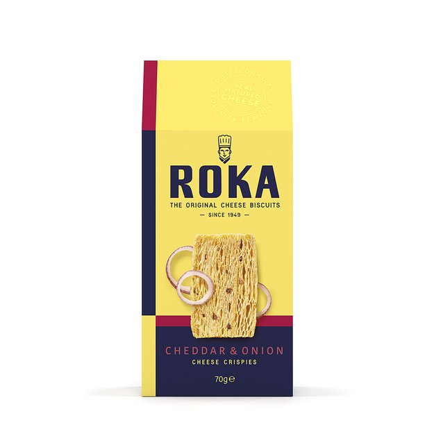 Sūrio trapučiai ROKA Cheddar, su svogūnais, 70 g