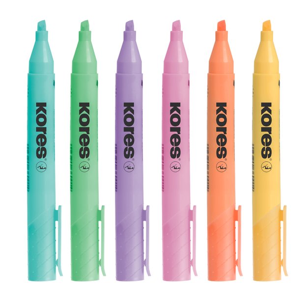 Teksto žymeklis KORES HIGH LINER PLUS, 6 pastelinės spalvos 1