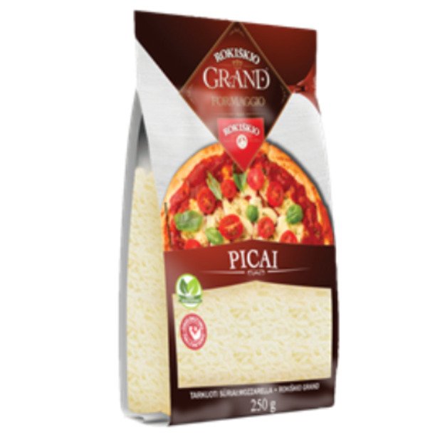 Sūriai ROKIŠKIO GRAND, picai, tarkuoti, 44% rieb. S.m., 250g