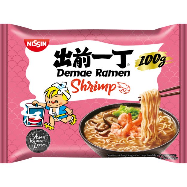 Greitai paruošiami makaronai NISSIN, Demae Ramen Shrimp, 100g
