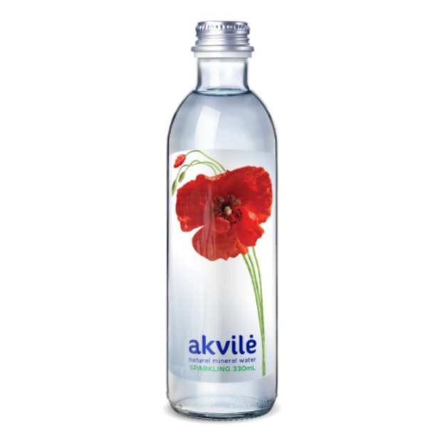 Natūralus mineralinis vanduo AKVILĖ, lengvai gazuotas, stiklinėje taroje, 0,33 l 1