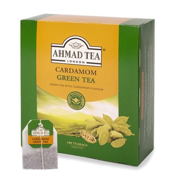 Ahmad Tea Kardamono skonio žalioji arbata, maišeliuose, 100 vnt.