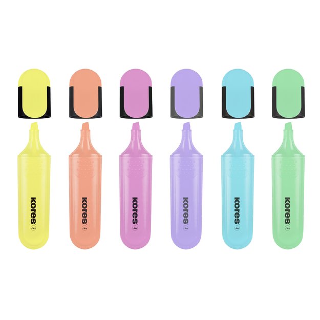 Teksto žymeklių rinkinys KORES BRIGHT LINER PLUS, 6 pastelinės spalvos 7