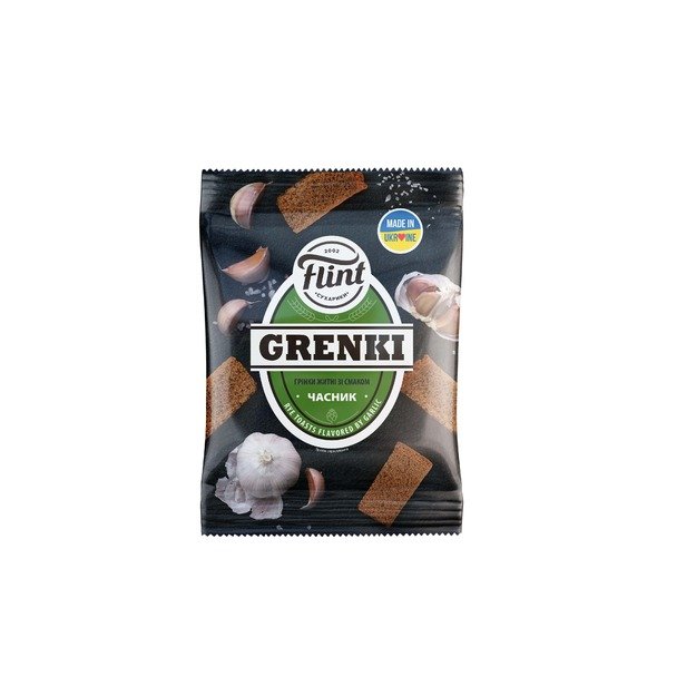 Džiūvėsėliai FLINT, ruginiai, česnako skonio, 80 g