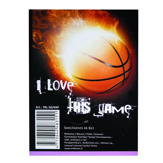 Bloknotas klijuotas viršuje SMLT, A6, 50 lapų, langeliais 3