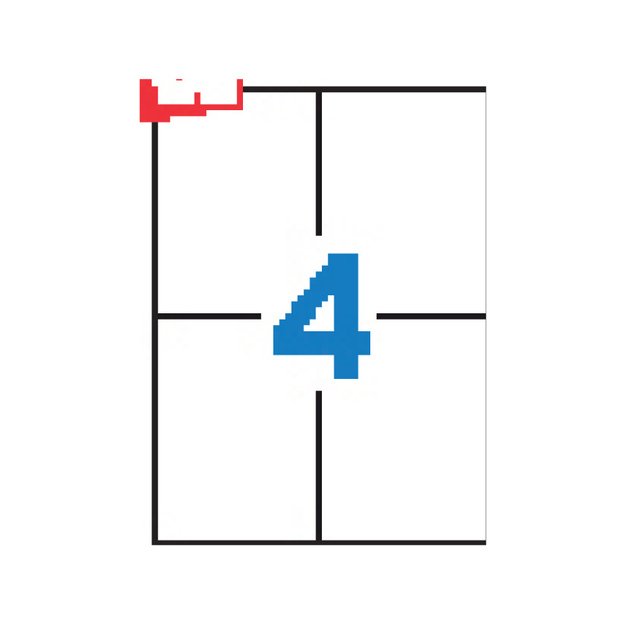 Lipnios etiketės APLI, 105 x 148 mm, A4, perdirbti, 4 lipdukai lape, 100 lapų, balta 1