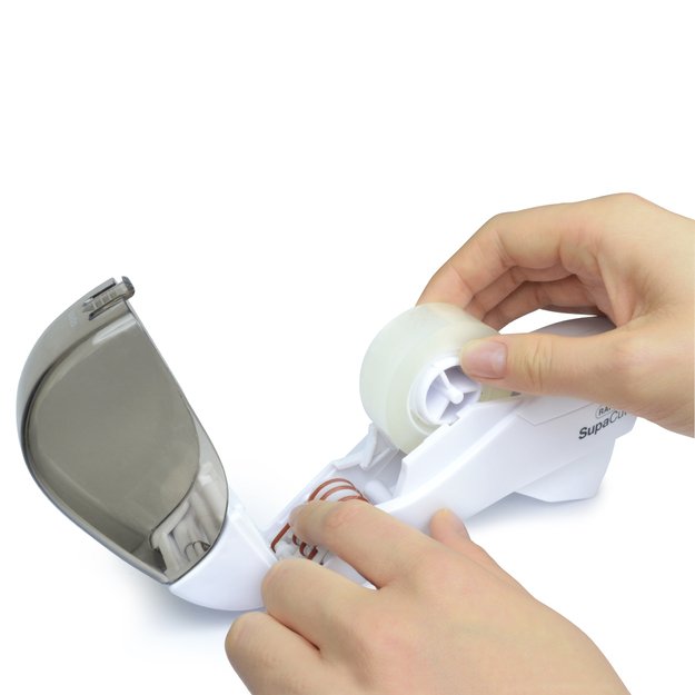 Automatinis lipnios juostos laikiklis Rapesco SupaCut™ su 2 lipnios juostos ritinėliais, baltas 3