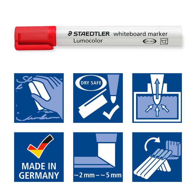 Žymeklis baltai lentai STAEDTLER LUMOCOLOR 351, 2 &ndash; 5 mm, 4 spalvų rinkinys 10