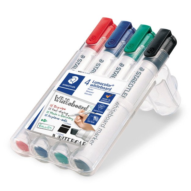 Žymeklis baltai lentai STAEDTLER LUMOCOLOR 351, 2 &ndash; 5 mm, 4 spalvų rinkinys 6