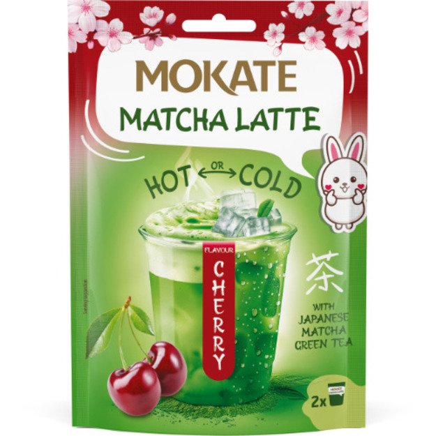 Žaliosios arbatos gėrimas MOKATE Matcha latte vy&scaron;nių skonio 40g