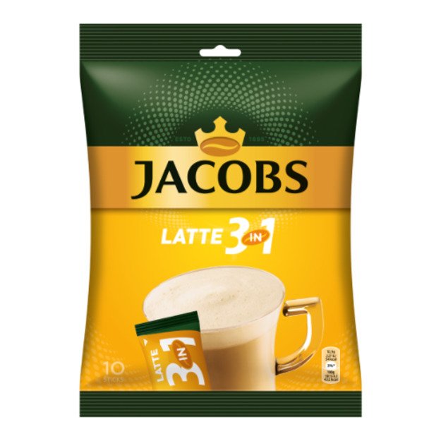 Kavos gėrimas JACOBS Latte, mai&scaron;eliuose, 10 x 12,5 g