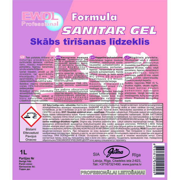 WC valiklis EWOL PROFESSIONAL Formula Sanitar gelinis 1 l