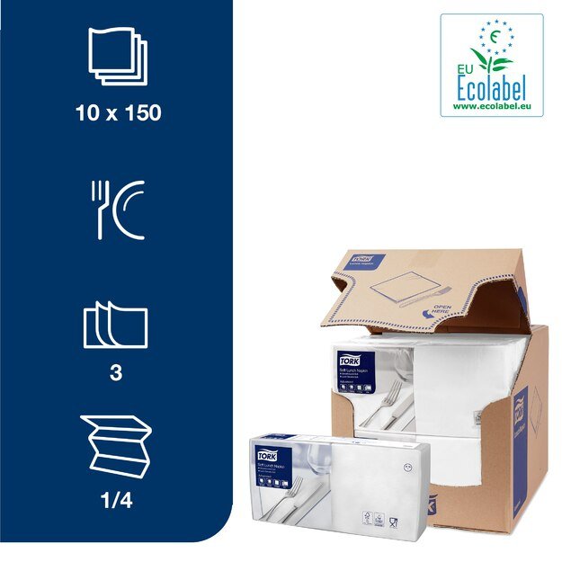 Servetėlės TORK SOFT LUNCH, 3 sl., 150 vnt., 33 x 32.6 cm, balta 477414 5