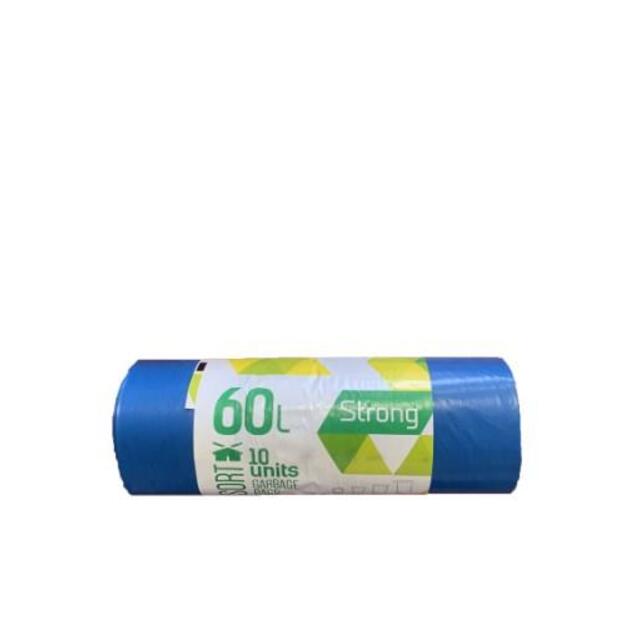 &Scaron;iuk&scaron;lių mai&scaron;ai, SORTEX, 60 l, 30 mkr., 60 x 75 cm, mėlyna sp., 10 vnt.