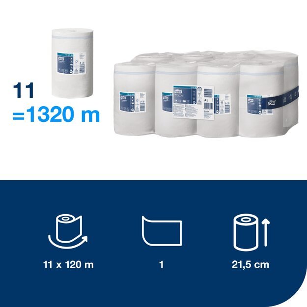 Popierinis rankšluostis M1 TORK ADVANCED 415, 100130, 1 sl., 21.5 cm x 120 m, balta sp. 3