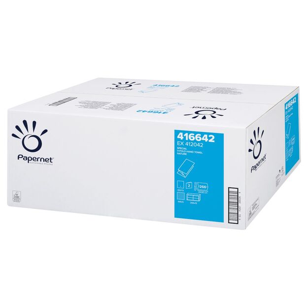 Popierinis rankšluostis PAPERNET V-lankstymo, 2 sl., 266 serv., 23x24.5cm