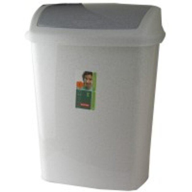 &Scaron;iuk&scaron;liadėžė, su varstomu dangčiu, pilka/sidabro, plastikas, 25 l, 34 x 34 cm, H 47 cm, vnt