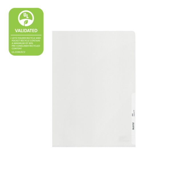 Dėklas dokumentams Leitz Recycle , A4, L formos, (pak. -25vnt.), matinės sp.