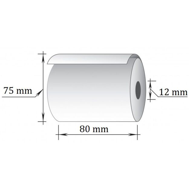 Terminė kasos juosta, 80 mm x 73 m/12 mm, 48 g., 10 vnt/pak 1