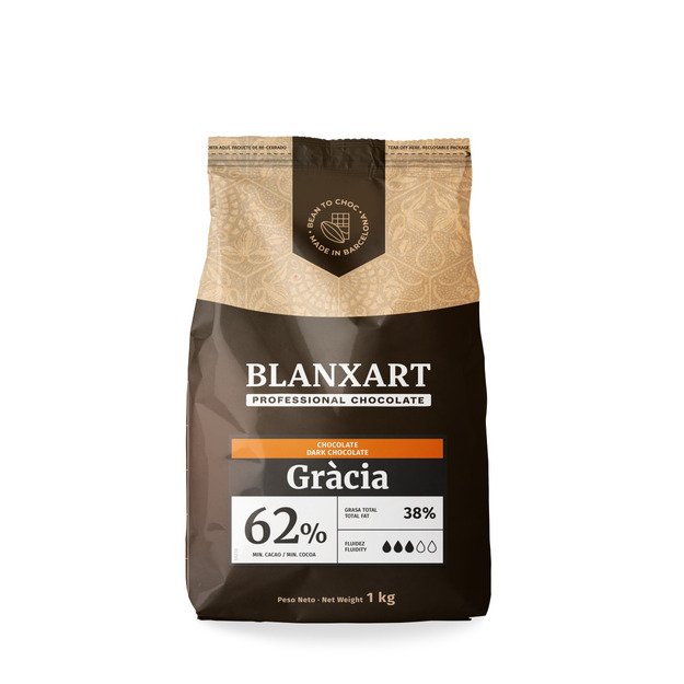 Juodas &scaron;okoladas BLANXART, Gracia 62 %, 1 kg