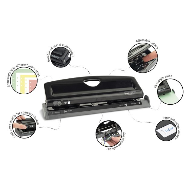 Reguliuojama skylmuša RAPESCO, 6 skylių, 9 lapų, juoda 2