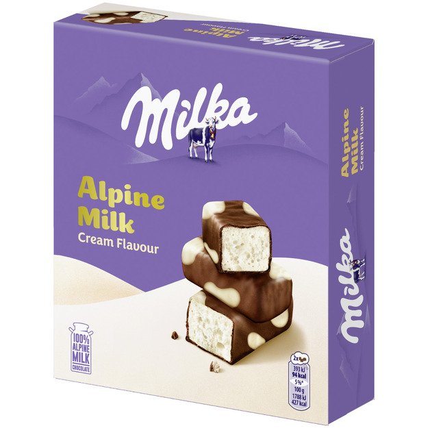 Saldainiai MILKA Mam Happy Cows su puriu grietinėlės skonio įdaru iš Alpių pieno, 330 g