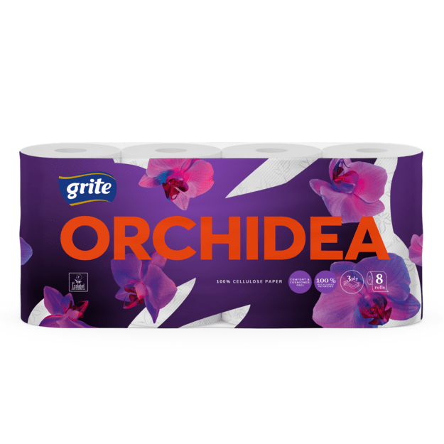 Tualetinis popierius GRITE Orchidea, 3 sluoksnių, 8vnt 1