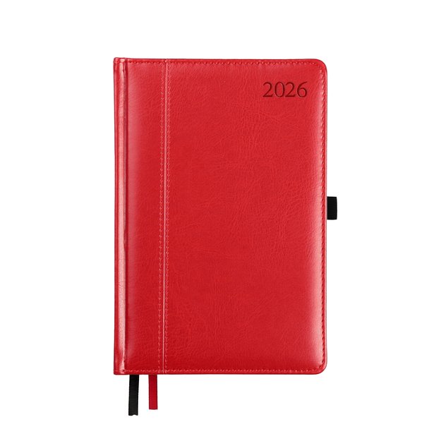 Kalendorius AMBASSADOR BLACK EDITION, 2026, PU, A5, raudona