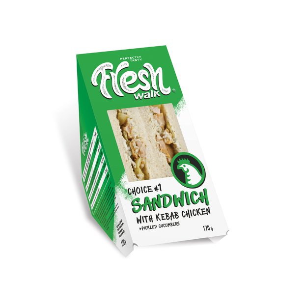 Trikampis sumu&scaron;tinis FRESH WALK CHOICE #1, su kebabo vi&scaron;tiena ir marinuotais agurkais, 170g
