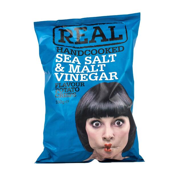 Bulvių tra&scaron;kučiai REAL, jūros druskos ir acto skonio, 150 g