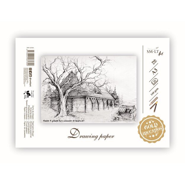Popierius braižymui SMLT, A3, 20 lapų, 160 g/m² 1