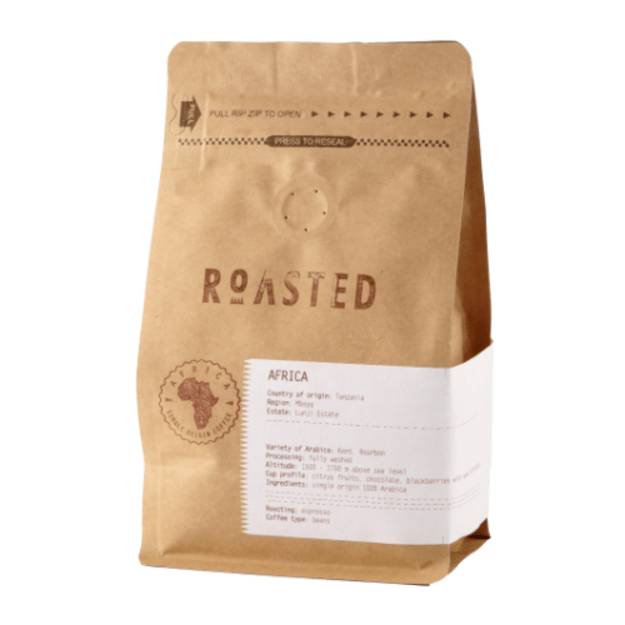 Kavos pupelės ROASTED Espresso, Tanzania Top Lunji, 100% rū&scaron;inė Arabika, 250 g