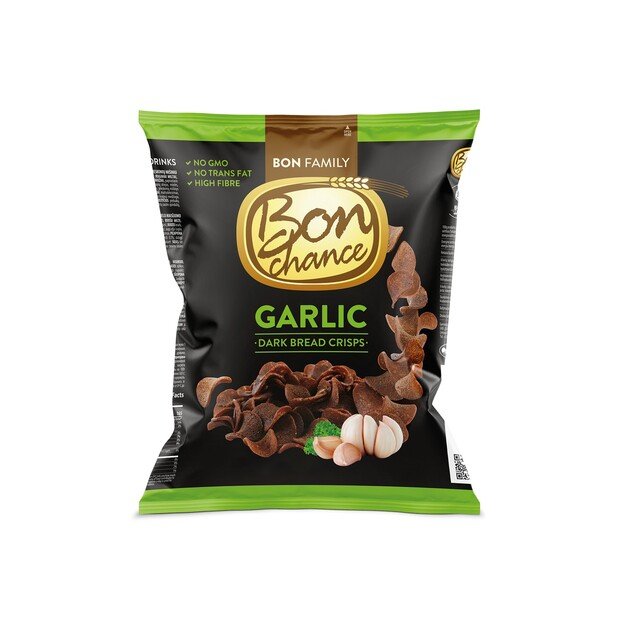 Juodos duonos tra&scaron;kučiai BON CHANCE, su česnakais, 120 g