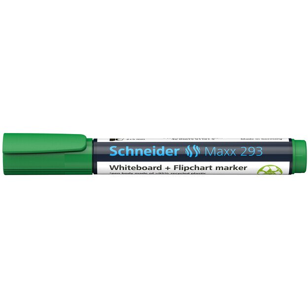 Žymeklis baltai lentai ir bloknotams SCHNEIDER MAXX 293, kirsta galvute, žalia 2