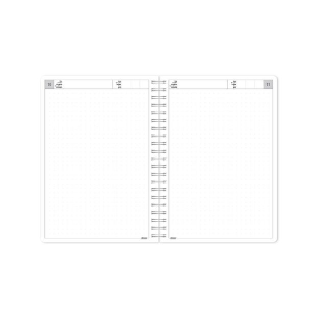 Kalendorius - užrašinė TIMER, su spirale, be datų, 140 x 184 mm, 224 lapai, taškeliais, kartoniniu viršeliu, rožinė 1