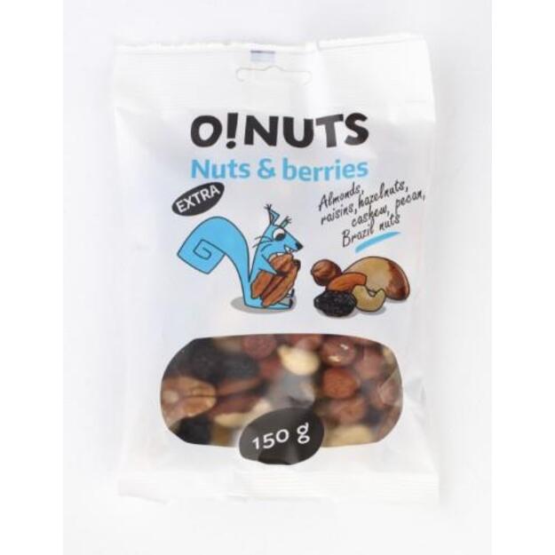 Riešutų ir razinų mišinys  EXTRA   O!NUTS  150 g