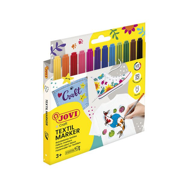 Flomasteriai tekstilei JOVI, 12 spalvų 1