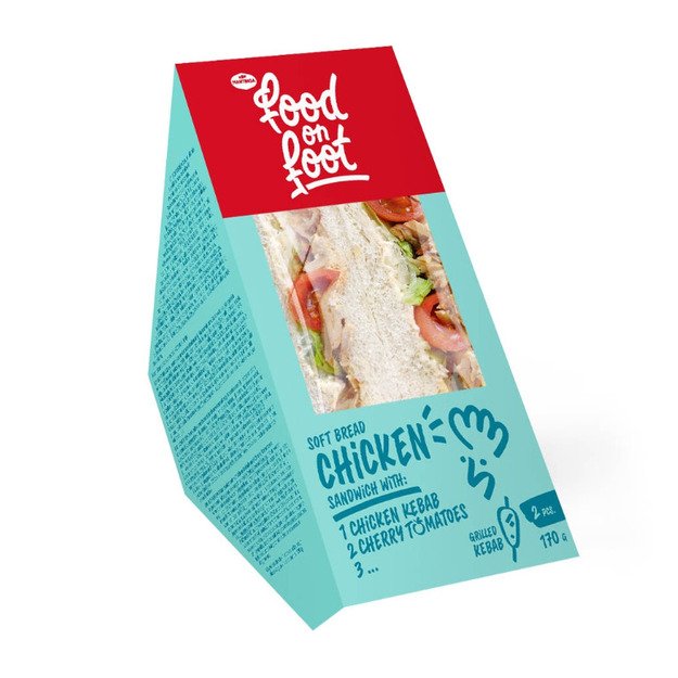 Sumu&scaron;tinis SOFT BREAD, su vi&scaron;tienos kebabu, vy&scaron;niniais pomidorais ir &scaron;velniai a&scaron;triu padažu,170g