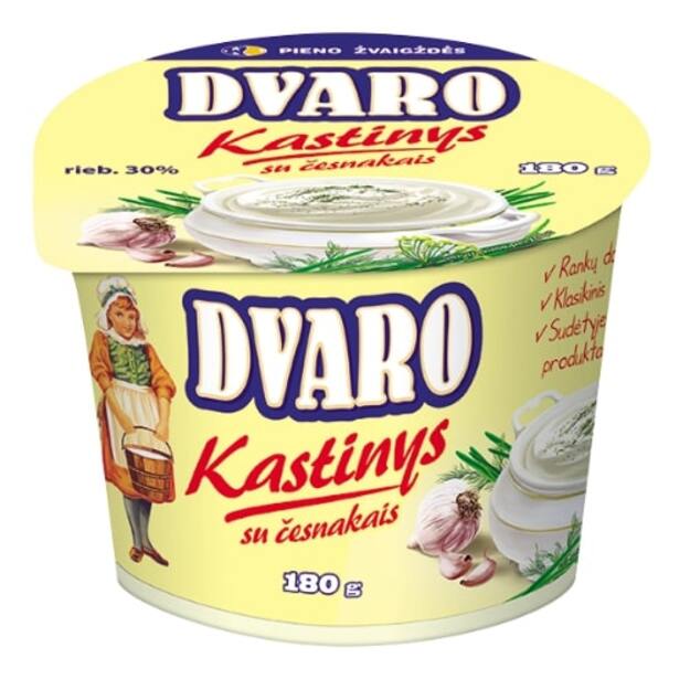 Kąstinys su česnakais DVARO, 30% rieb., 180 g