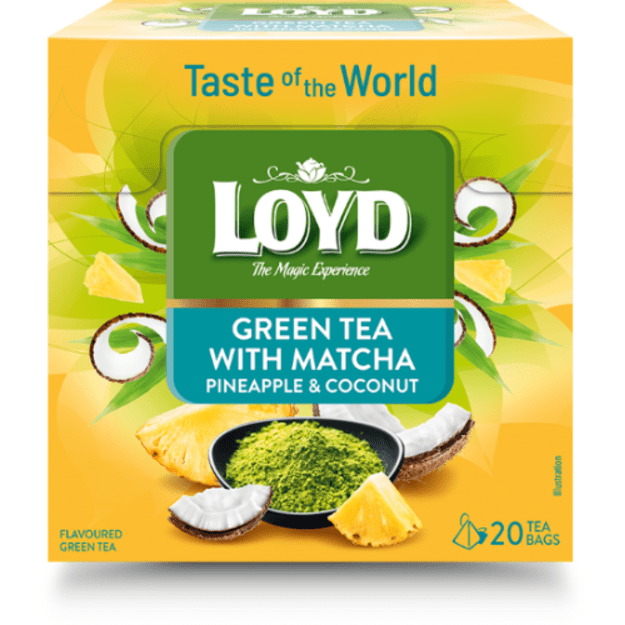 Arbata LOYD Green Matcha&Pineapple, Coconut 20 x 1,5g 1