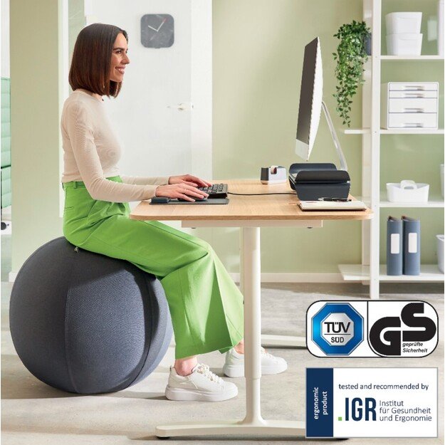 Aktyvaus sėdėjimo kamuolys Leitz Ergo, su apsauga nuo nuriedėjimo, 75cm skersmens, tamsiai pilkos sp 1