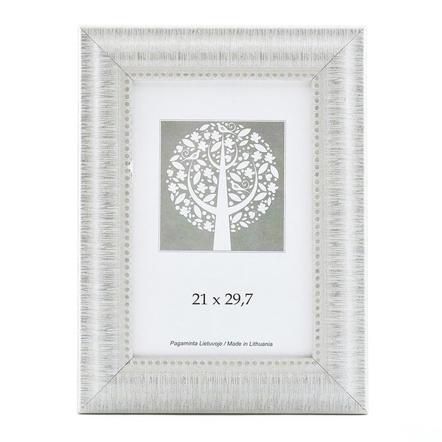 Nuotraukų rėmelis, plastikinis, A4, 21x29,7 cm, baltos sp. vidinis rėmelis su ornamentu