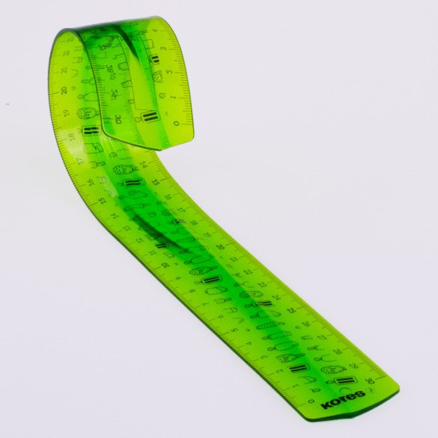 Lanksti liniuotė KORES ELASTIC, 15 cm, įvairių spalvų 1