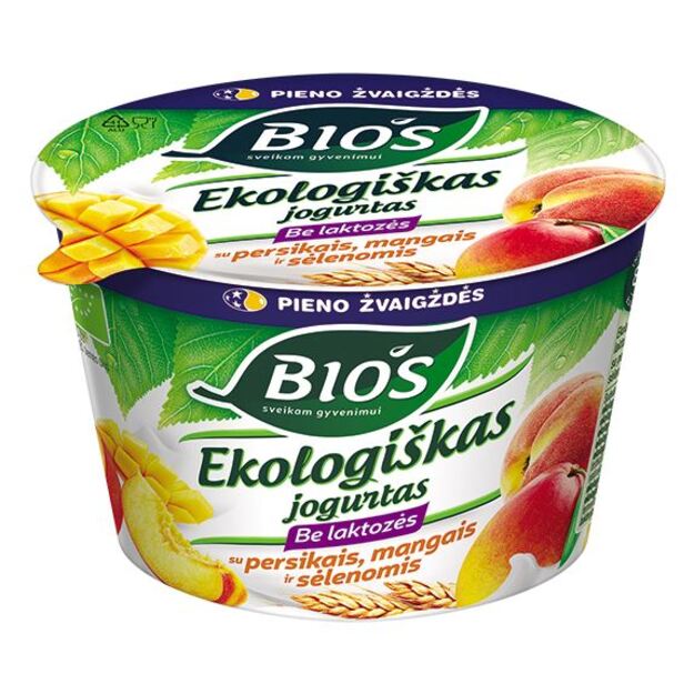EKO Jogurtas BIOS, 3,1%, be laktozės, su mangais, persikais, sėlemomis, 200 g LT-EKO-001