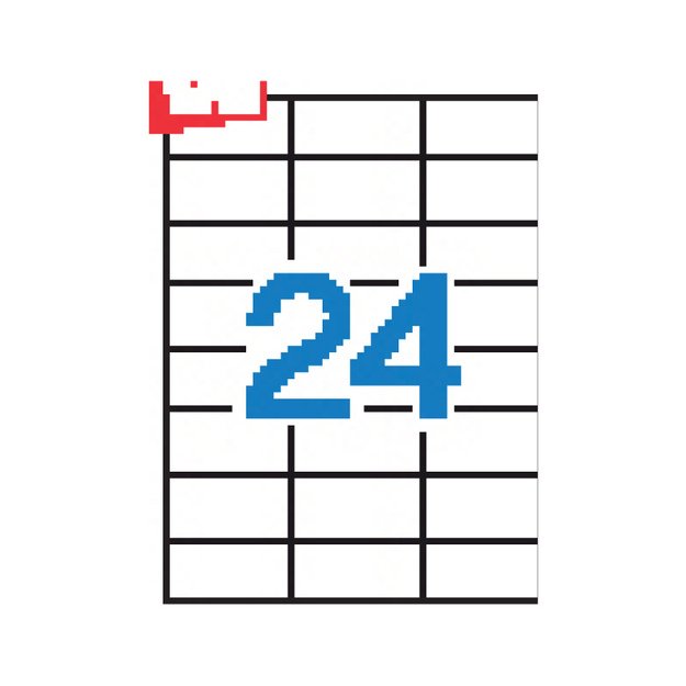 Lipnios etiketės APLI, 70 x 37 mm, A4, perdirbti, 24 lipdukai lape, 100 lapų, balta 1