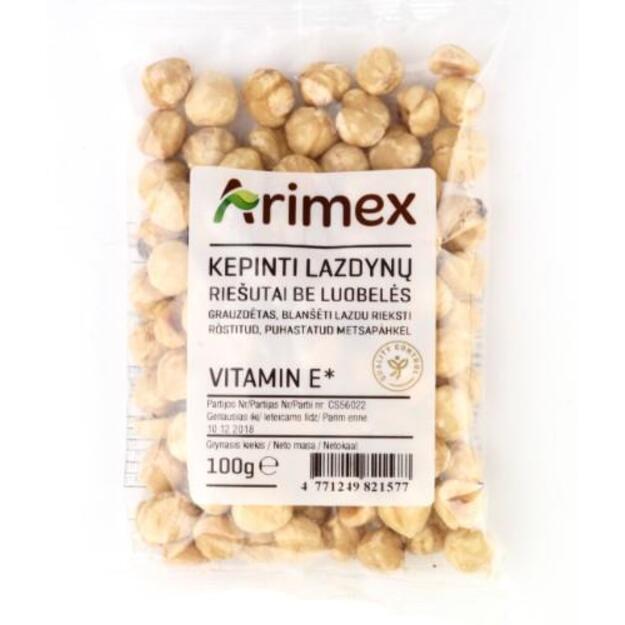 Kepinti lazdynų riešutai ARIMEX, be luobelės, 100 g