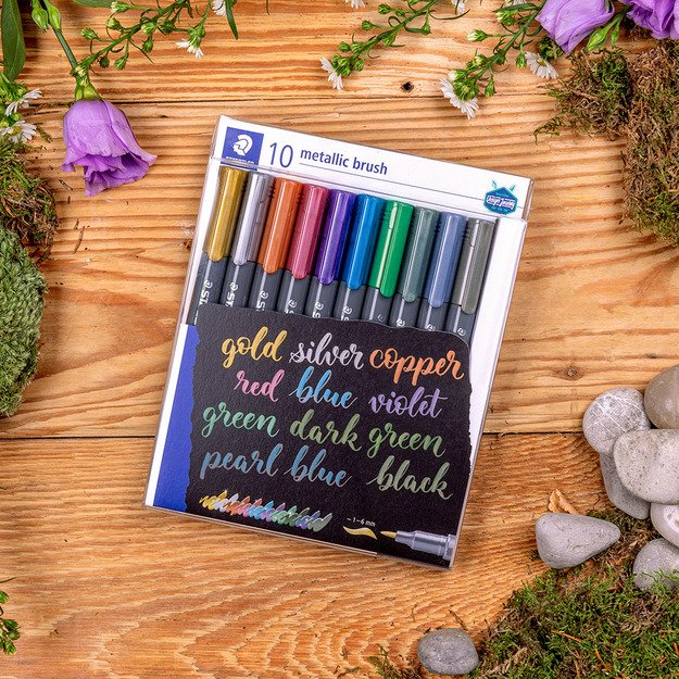 Žymeklių rinkinys STAEDTLER Metallic Brush, 10 vnt. 2