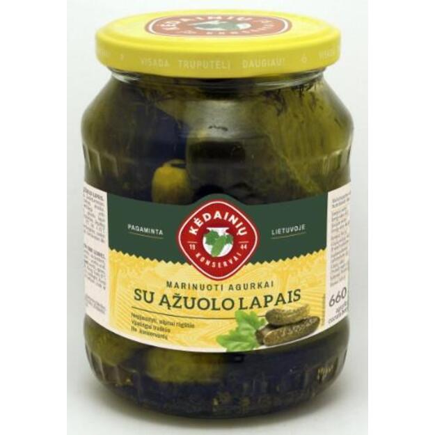 Marinuoti agurkai KĖDAINIŲ, su ąžuolo lapais, 660 g / 330 g