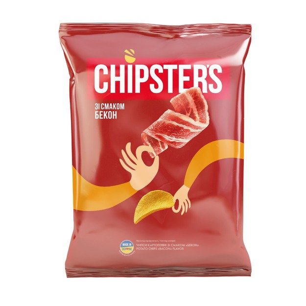 Bulvių traškučiai CHIPSTER S, šoninės skonio, 120 g