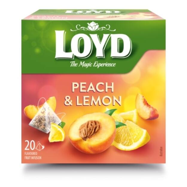 Vaisinis arbatos gėrimas LOYD, persiko ir citrinos skonio, 20x2 g